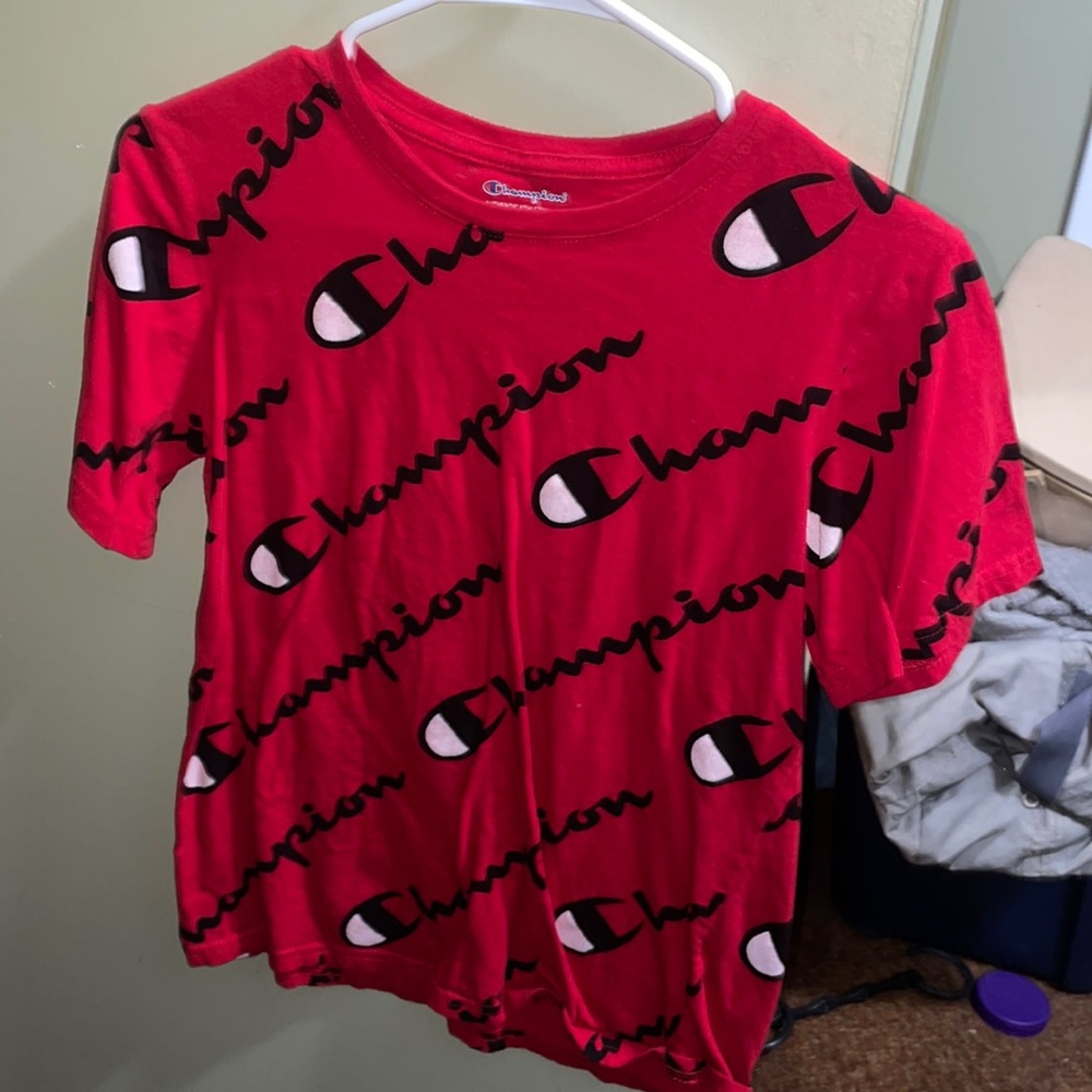Red champion logo shirt